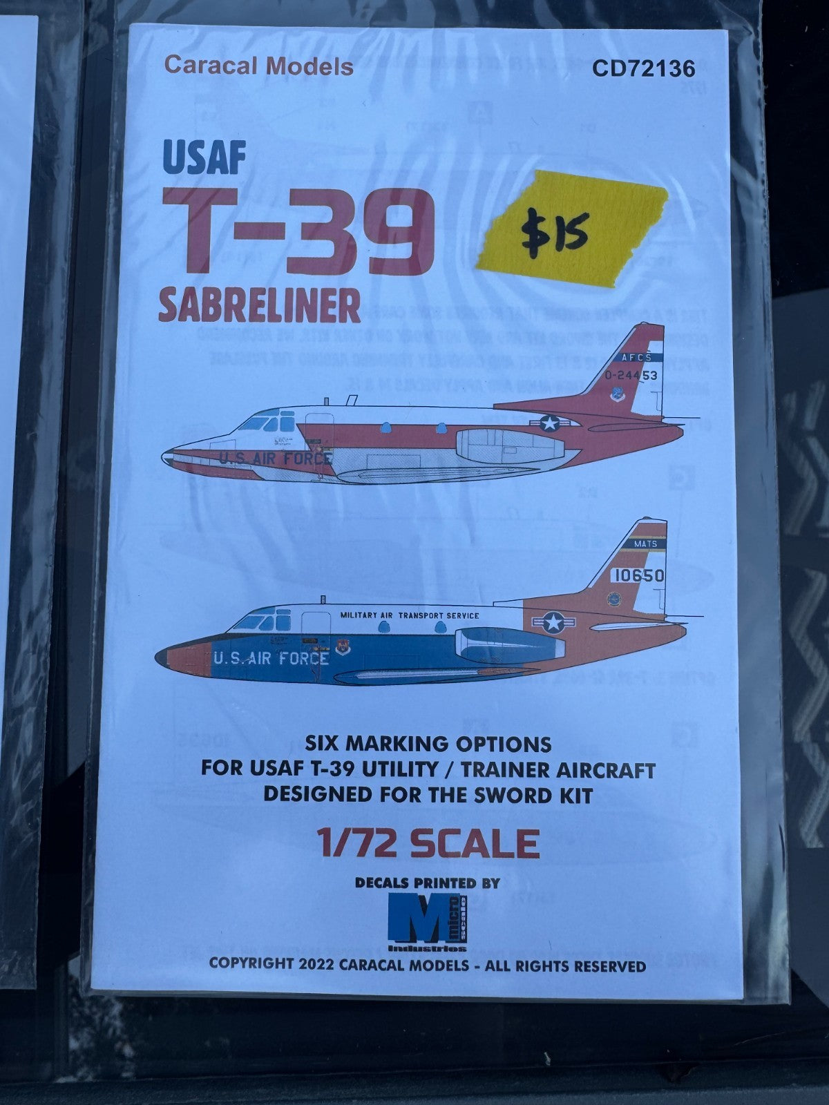 Caracal Models USAF T-39 Sabreliner 1/72 Scale #CD72136