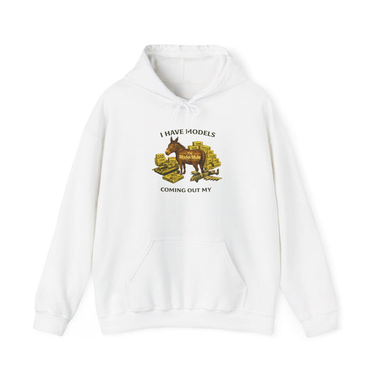 Model Mule Hobbyist Hoodie — 'Paint. Glue. Repeat.' Scale Model Builder Sweatshirt