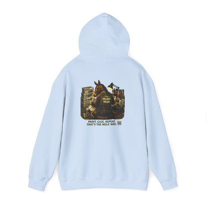 Model Mule Hobbyist Hoodie — 'Paint. Glue. Repeat.' Scale Model Builder Sweatshirt