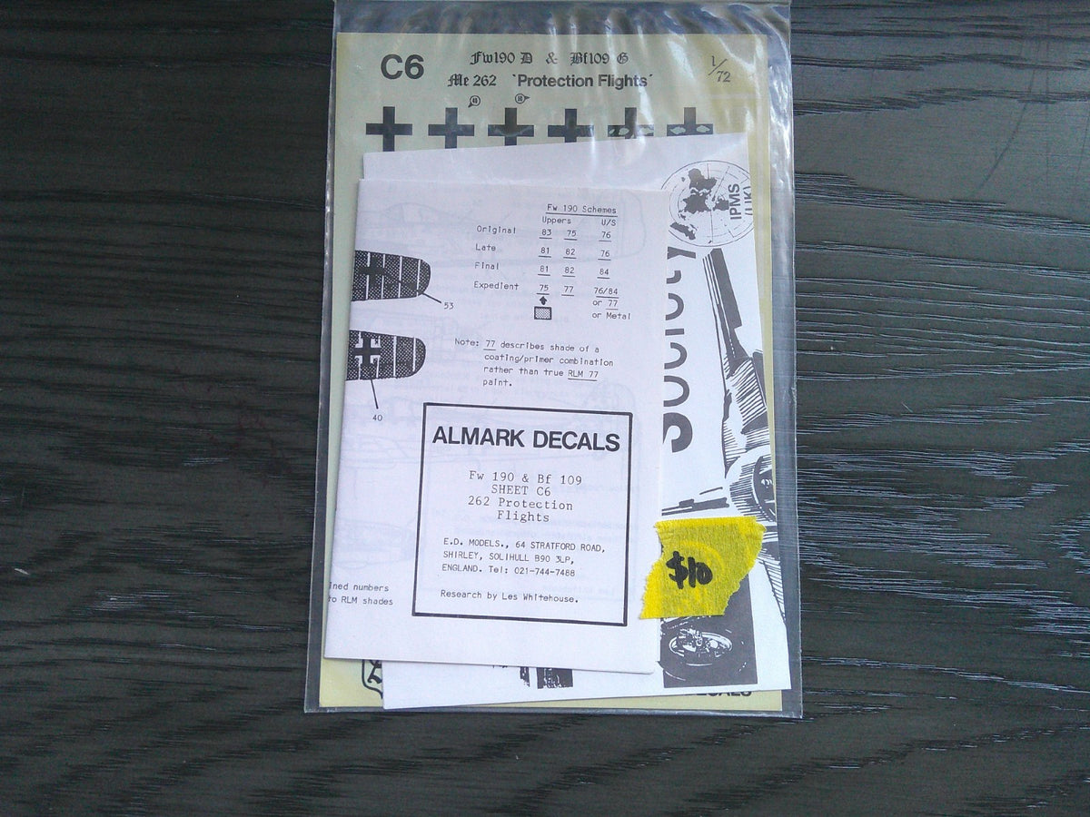 Almark FW 190 & BF109 Sheet C6  262 Protection Flights  Decal   1/72 #