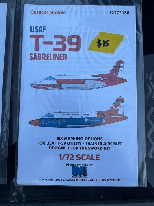 Caracal Models USAF T-39 Sabreliner       1/72 Scale #CD72136