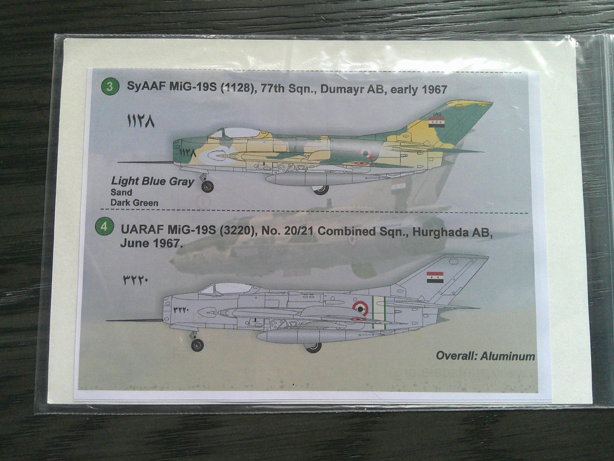 Print & Scale Mig 19S & Mig 21S of the Arab Air Forces  1/48 Decals #48-090