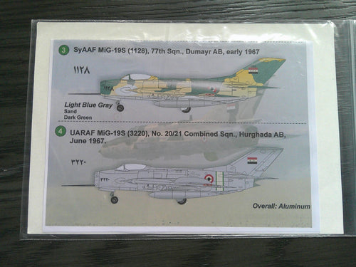 Print & Scale Mig 19S & Mig 21S of the Arab Air Forces  1/48 Decals #48-090