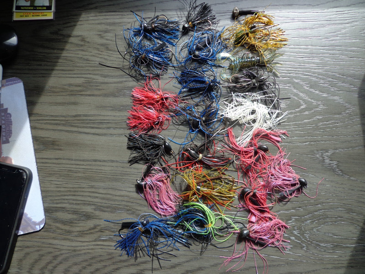 Lot of 23, Weedless Fishing Jigs with Skirts