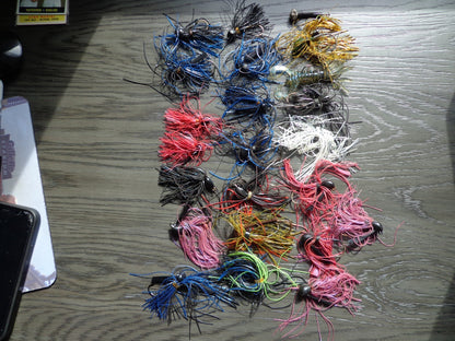 Lot of 23, Weedless Fishing Jigs with Skirts