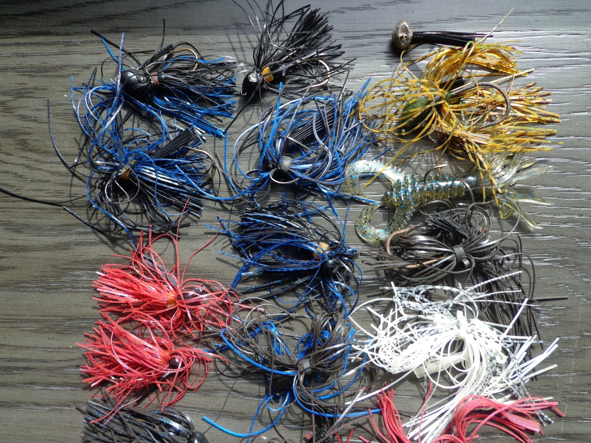 Lot of 23, Weedless Fishing Jigs with Skirts