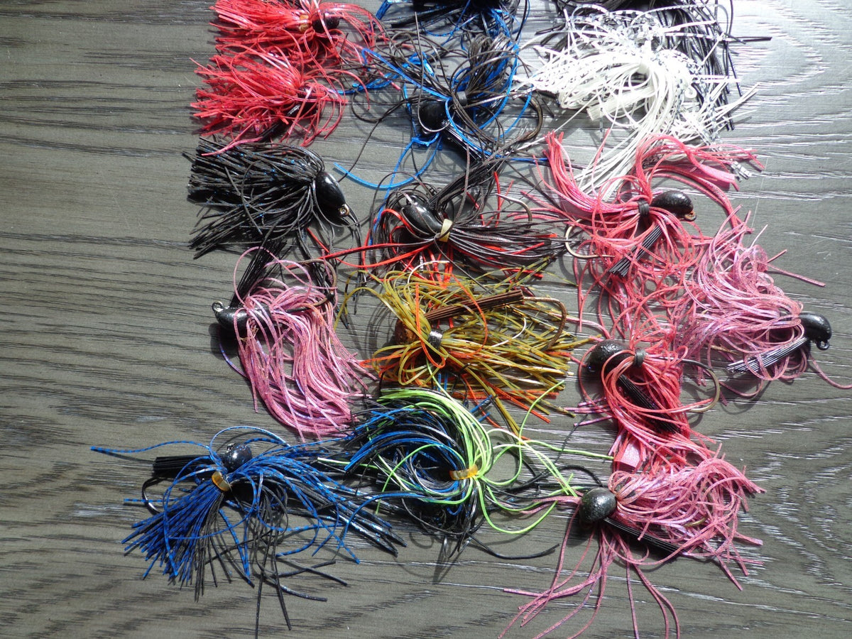 Lot of 23, Weedless Fishing Jigs with Skirts