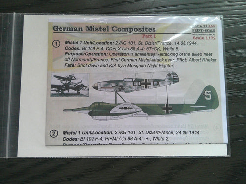 Print & Scale German Mistel Composites  1/72 Decals #72-200