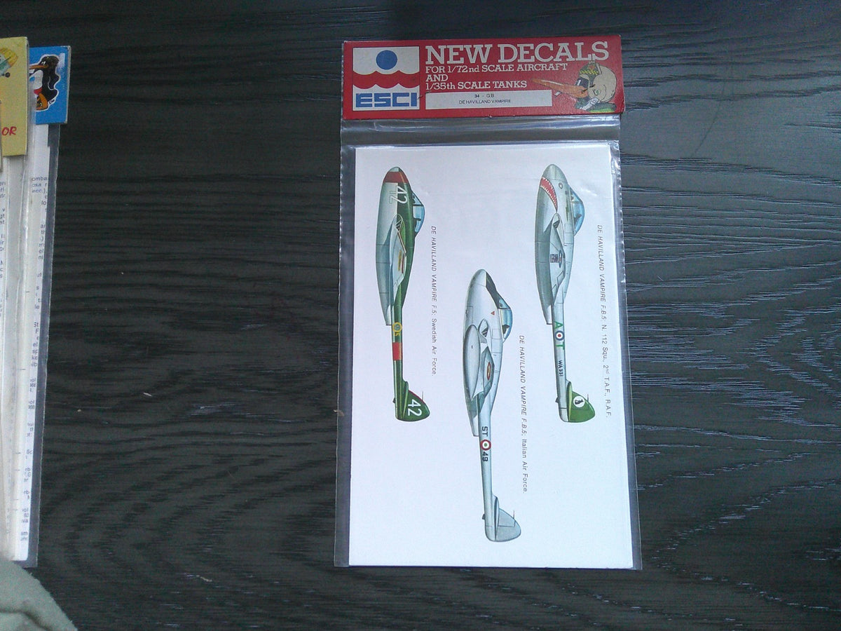ESCI Dehavilland Vampire Decal   1/72 #34